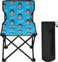 Sinestour Sky Blue Custom Photo Folding Camping Chair for Teen Child Personalized Name 14.6×14.6in Portable Outdoor Chair with Carry Bag for Beach Picnic Barbeques