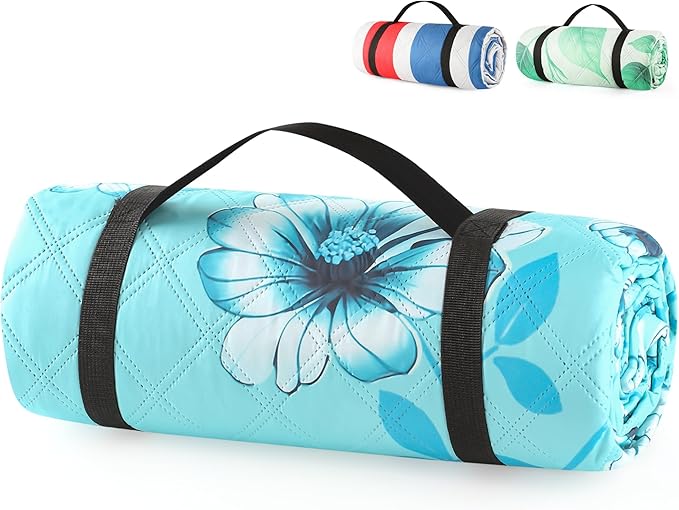 ANJ Outdoors (2025 Upgrade) Extra Large Waterproof Picnic Blankets | Foldable Sandproof Beach Blanket N Outdoor Blanket | 5-Layer Machine Washable Soft Picnic Mat for Camping Grass Park N Stadium