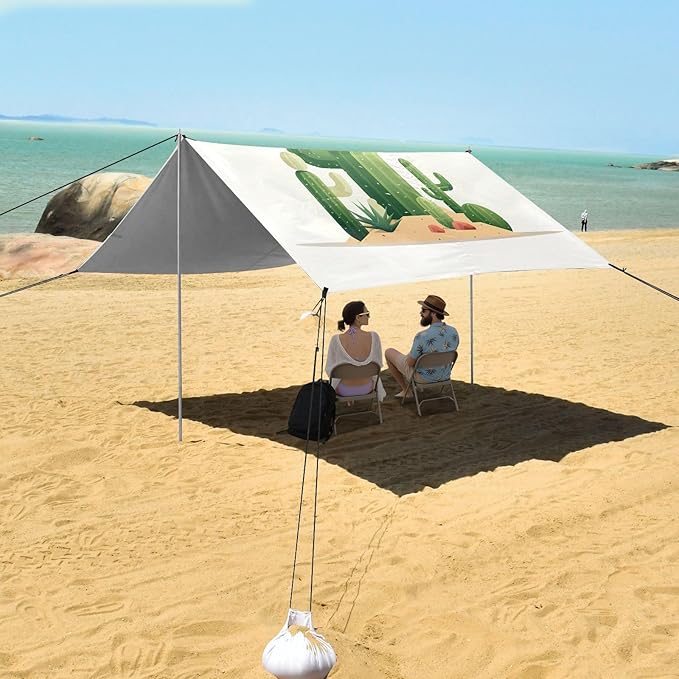 CactusCamping Sun Shelters 9.2 x 10.5 FT Beach Canopy Tent Sun Shade with Carrying Bag for Camping Trips Fishing Backyard Fun or Picnics 21340687