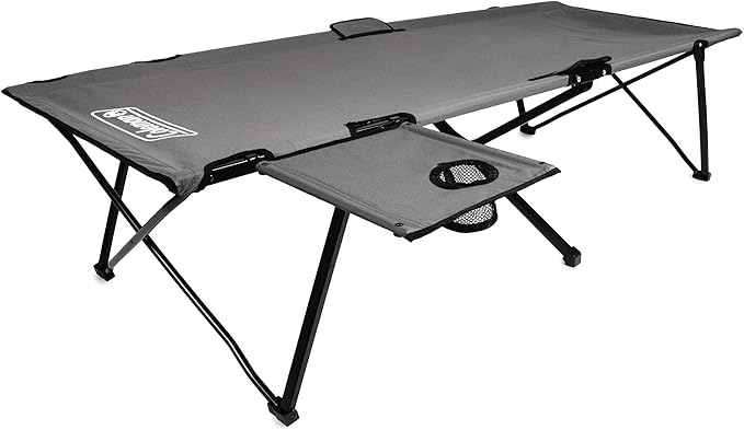Coleman Pack-Away Big ‘n Tall Camping Cot with Removable Side Table Extra Wide Cot Fits Adults up to 6ft 6in or 300lbs Carry Bag Included
