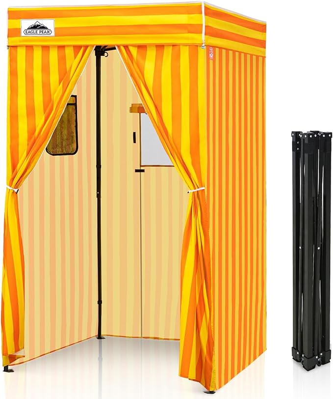 EAGLE PEAK Flex Compact 4x4 Pop-up Canopy Changing Room Portable Privacy Dressing Room for Indoor Fashion Photoshoots Camping or Pool Yellow/Orange