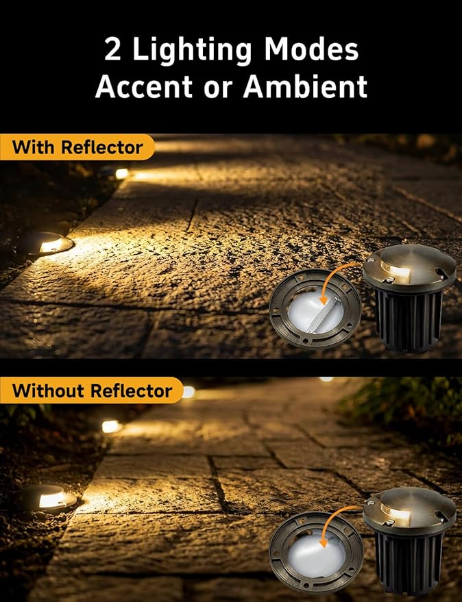 Gardenreet Outdoor Well Lights Low Voltage - Solid Brass 12V All Weather Ip65 Inground Lighting LED Fixture Antique Bronze for House Garden Path with 4000K Neutral White MR16 Bulb