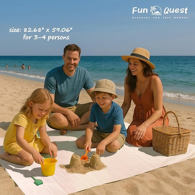 Picnic Blanket Waterproof – Packable Sand Proof Beach Blanket (0.42lb/0.66lb) Compact &amp Foldable Fits in Pocket with Integrated Stakes Ideal for Camping Hiking Travel Concert Festival