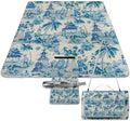 Chinese Style Powder Chinoiserie Blue and White Waterproof Outdoor Picnic Blanket Sandproof Beach Mat for Camping Hiking Grass Travelling