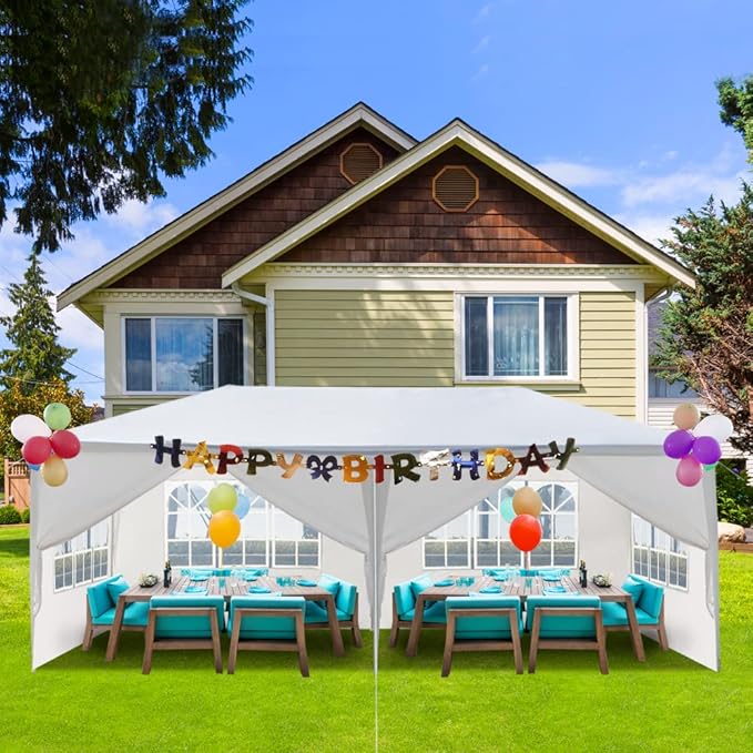 10'x20' Outdoor Party Tent with 6 Removable Sidewalls Waterproof Canopy Patio Wedding Gazebo White
