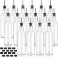 16 Pack 25 oz Syrup Bottle Plastic Long Neck Bottle with Stainless Steel Leakproof Tapered Spout Pourer and Cap Alcohol Juice Coffee Container for Home Bar Service Bartending Supplies