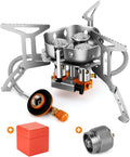 Odoland 3500W/6800W Windproof Camp Stove Camping Gas Stove with Fuel Canister Adapter Piezo Ignition Carry Case Portable Collapsible Stove Burner for Outdoor Backpacking Hiking and Picnic
