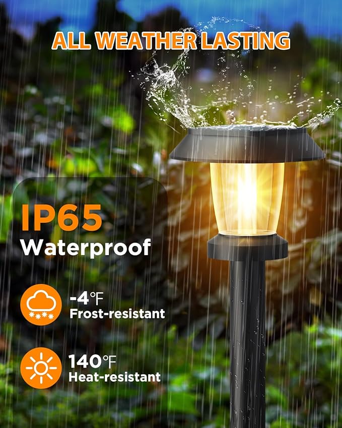 ALEPOD Solar Pathway Lights Outdoor - 8 Pack Solar Powered Garden Lights Waterproof IP65 Decor Landscape Lighting with Three Lighting Modes for Yard Lawn Walkway Driveway Warm White