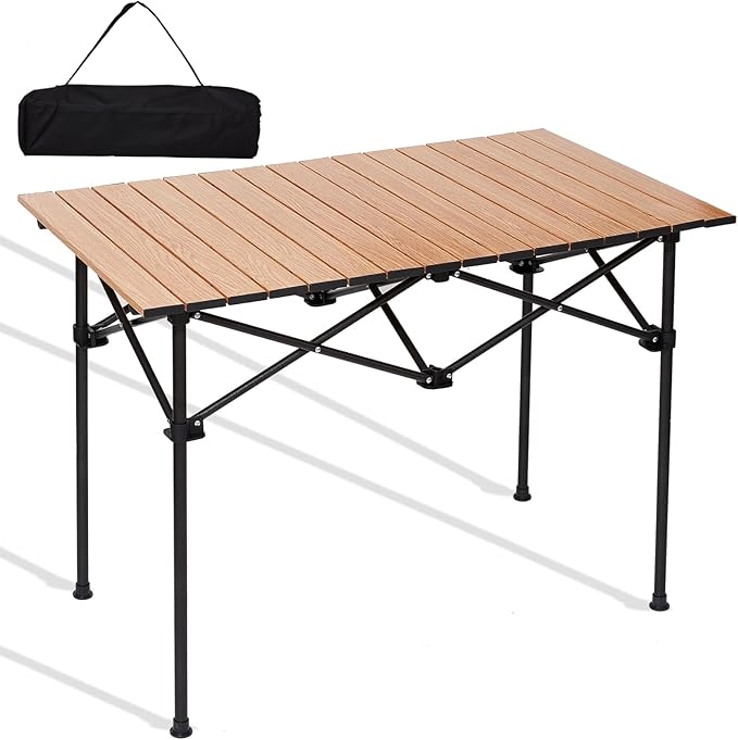 SHANQUAN Camping Table Roll up Table Fold up Lightweight Compact 2-4 Person Portable Roll up Aluminum Table with Carry Bag for Outdoor Camping Picnic Backyards BBQ