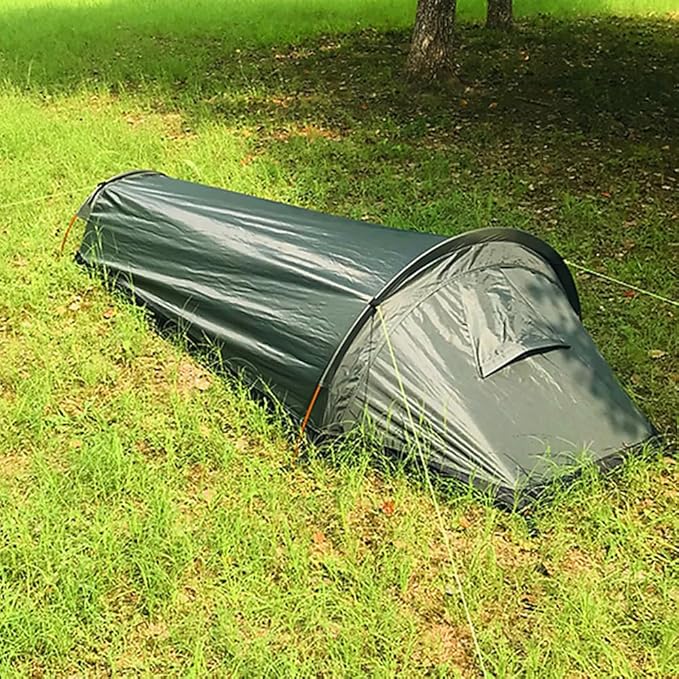 HXBER Single Person Backpacking Tent Hiking Bivy Tent Lightweight Sleeping Bag Tent with Ground Cloth