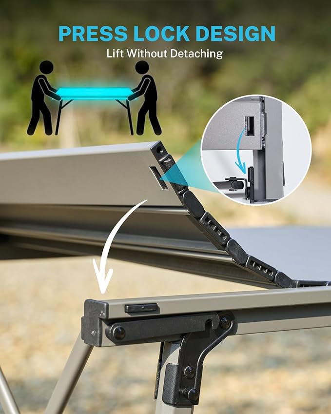 Gonex 50 Camping Table with Adjustable Height Legs for Uneven Ground Portable Folding Aluminum Roll Up Table with Mesh Pocket for Camping Picnic BBQ Cooking