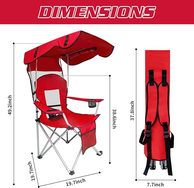 Portable Folding Camping Chair - Lightweight Durable Outdoor Chair for Camping Fishing Beach Lawn and More - Comfortable Folding Chairs for Outside Activities(Blue+RED)