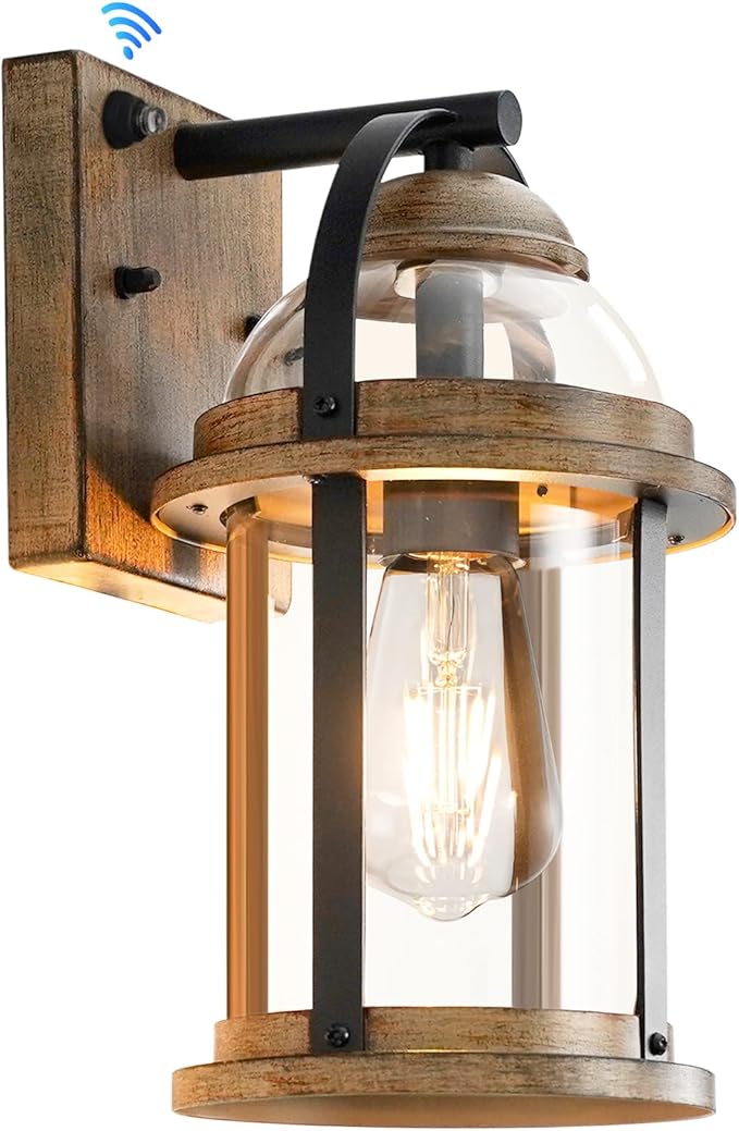 OKELI Dusk to Dawn Outdoor Wall Lights Waterproof Lighting Fixtures Rustic Farmhouse Wall Lanterns with Clear Glass Shades Anti-Rust Outside Lights for Garage Patio Porch(Brown 1 Pack)