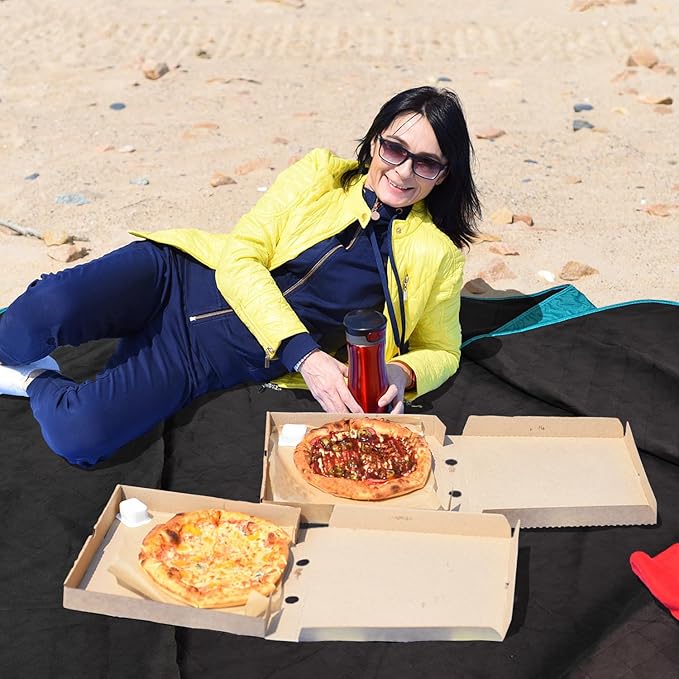 Large Outdoor Blanket Waterproof QuiltedThick Warm Fleece Blanket for Stadium Camping Picnics Beaches Pets Sports - Sandproof Windproof Washable Portable - Peacock Green