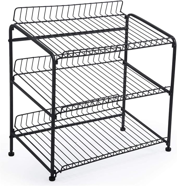 Displays2go Countertop Wire Rack Three Open Shelves Black (WCR3SBK)