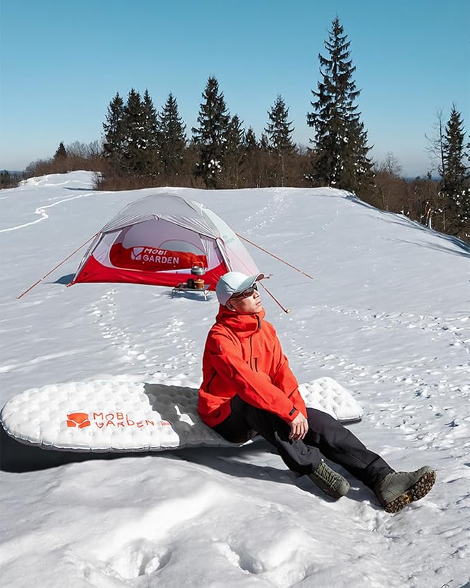 Mobi Garden Gennye Pro Ultralight Mummy Sleeping Pad R-Value 8.8 Cold Weather Backpacking Mat Compact Inflatable Air Mattress with Thermal Reflective Tech for Winter Alpinism Noise Reduction Design