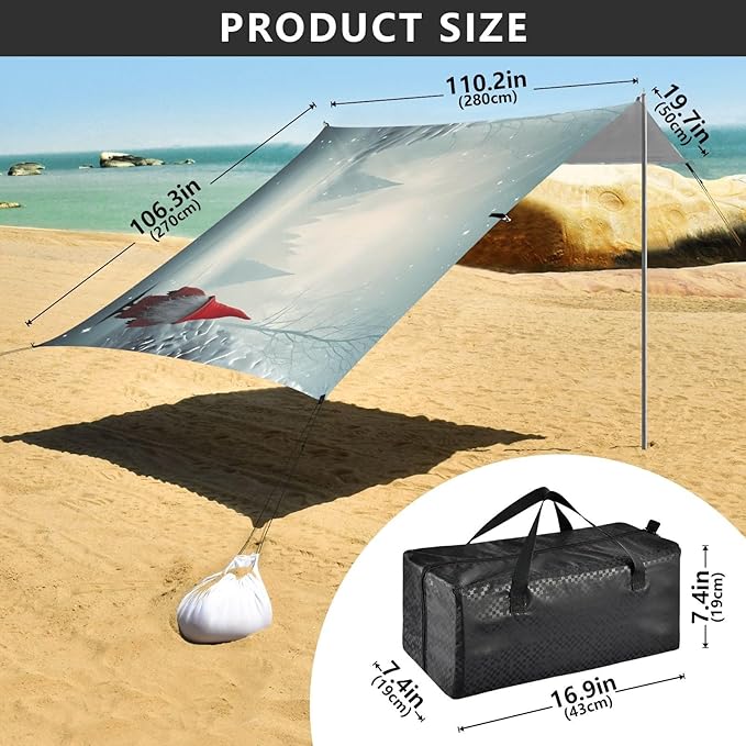 Christmas GnomeCamping Sun Shelters 9.2 x 10.5 FT Beach Canopy Tent Sun Shade with Carrying Bag for Camping Trips Fishing Backyard Fun or Picnics 21341331