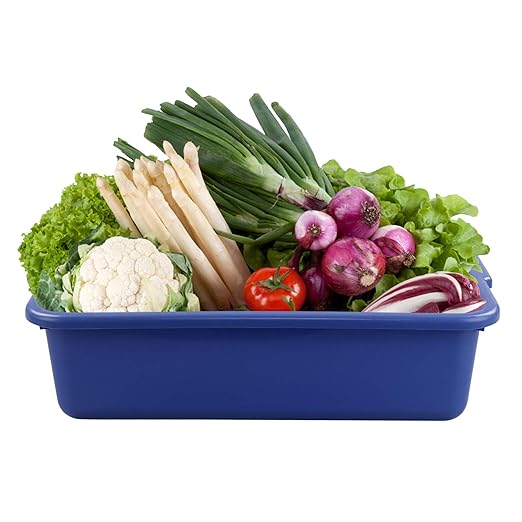 Xyskin 4-Pack Commercial Bus Tubs Box/Tote Box Stackable Plastic Utility 13 Liter Storage Bin with Handles Dish Wash Basin Tub Pans Blue