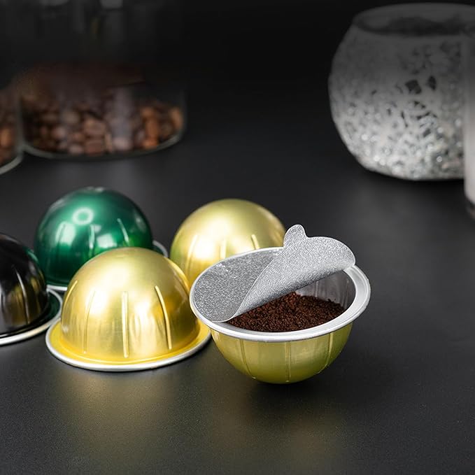 200PCS 54.5mm Aluminum Foil Pods Covers Refillable Coffee Pod Lids Reusable Capsule Seals with Food Grade Material for Home Kitchen Coffee Shop Office Camping Picnic