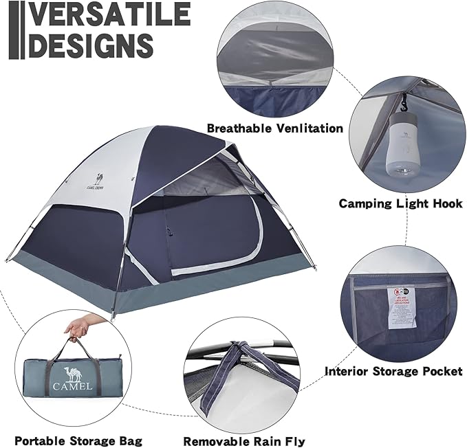 CAMEL CROWN 4/6 Person Tent Waterproof Lightweight Portable Backpacking Tent for Outdoor Camping Hiking