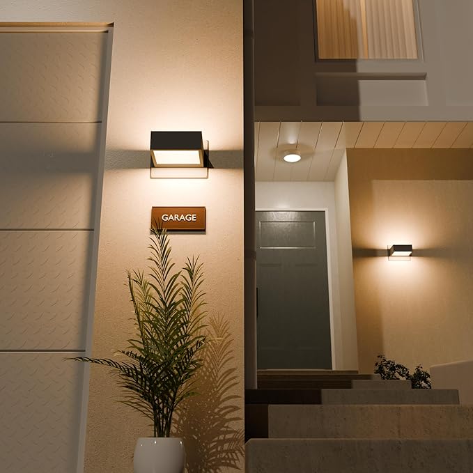 Modern Outdoor Wall Light LED Up Down Wall Mount Lights Modern Exterior Light Fixture Porch Front Door Garden Yard Patio Waterproof Aluminum Cool Black 3000K 7.5W