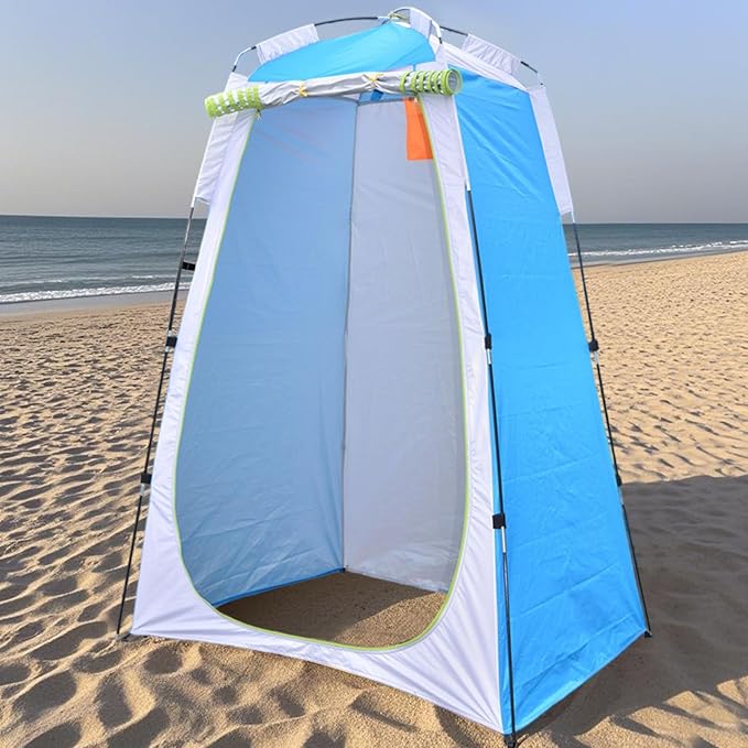 Toilet Tents for Camping 170T Water &amp Sun Proof Shower Tent with Zippered Door Windproof Rope &amp Peg for Outdoor.
