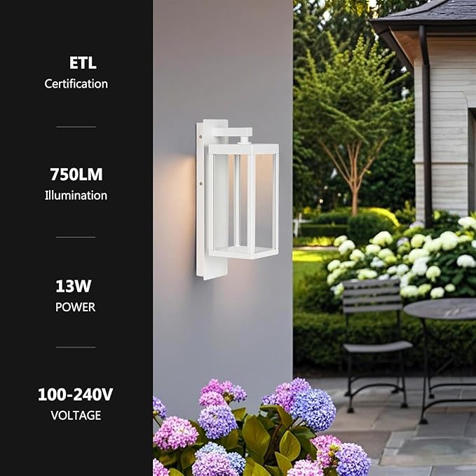 Modern Outdoor Light Fixtures Dusk to Dawn Outdoor Lighting15 Exterior Wall Sconce Porch Light Black Garage Lights Wall Lamp Waterproof Outdoor Lights for House Garden Front DoorWhite