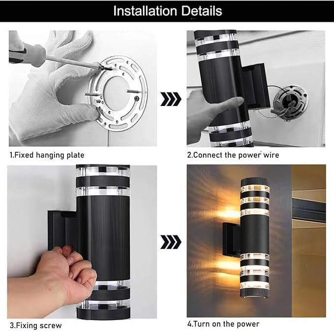 6Pack 15inch LED Cylinder Up &amp Down Wall Lights18W Modern Outdoor Wall Light 4000K Day White Aluminum Body Waterproof IP65 LED Exterior Light Fixtures Wall Mount for House Patio Garage Garden