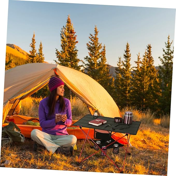 PRETYZOOM Portable Folding Camp Table Beach Tables for Sand Oxford Cloth for Camping Hiking Picnic