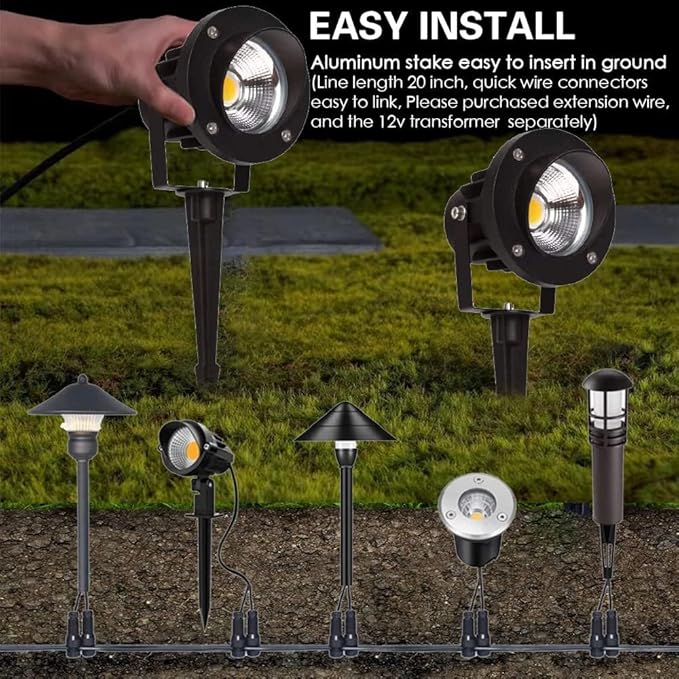 EAGLOD 20W Spot Lights Outdoor 5000K Daylight White Flag Pole Light 12V~24V AC/DC LED Landscape Spotlights Waterproof Low Voltage Landscape Lighting Outdoor (Black 20W Daylight(5000K))
