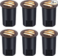 [6 Pack]CLOUDY BAY 9W Low Voltage Landscape LightsLED Well LightsGrated Top12V-24V Waterproof Outdoor2700K/3000K/3500K/4000K/5000K In Ground Lights for Fence Pathway DeckBronze