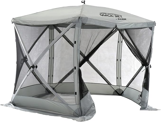 CLAM Pop Up Screen Tent Outdoor Camping Gazebo Canopy Venture 9' x 9' Gray