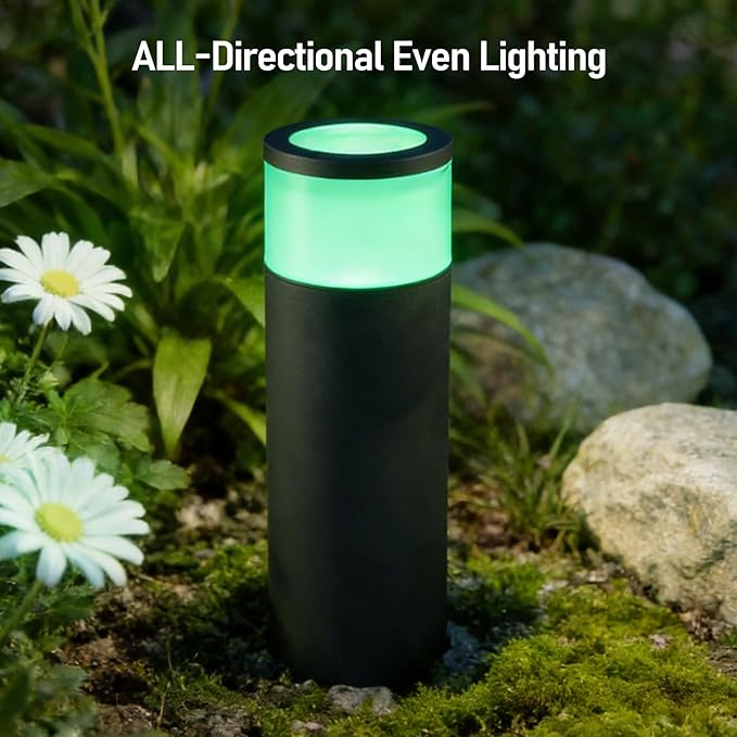 LEONLITE RGB Low Voltage Path Lighting 4.5W LED Landscape Bollard Pathway Light Landscape Lights Outdoor for Yard 7 Color Change Die-Cast Aluminum IP65 Waterproof Pack of 4