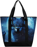 Insulated Shopping BagLarge Reusable Cooler Bags Wolfs Printed Foldable Shopping BagTravel Waterproof Shoulder Bag