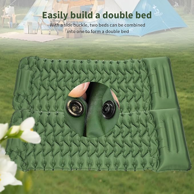Camping Sleeping PadSelf Inflating Sleeping Pad with Pillow Built-in Foot Pump Ultralight Portable Inflatable Sleeping Pads for Outdoor Camping BackpackingHikingTentsIncludes Carry Bag