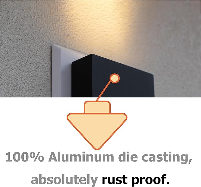 Modern LED Wall Sconce Outdoor Up Down Wall Lamp Black Aluminum Waterproof Wall Lights Exterior Light Fixtures 450LM 3000K Hallway Wall Lighting for Porch Front Door Garden Yard Patio
