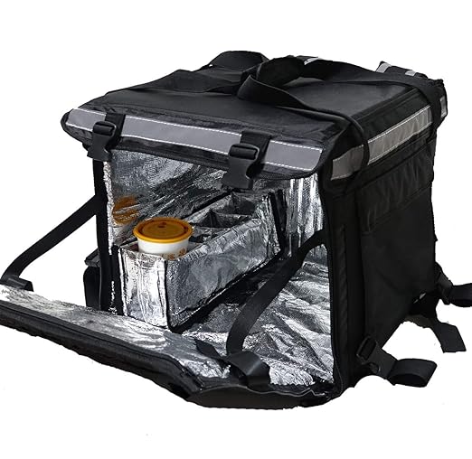 PK-64B: Big Pizza/Food Delivery Bag for Motorcycle or Bicycle 16x16x16 with Metal Rack for Motorcycle Use