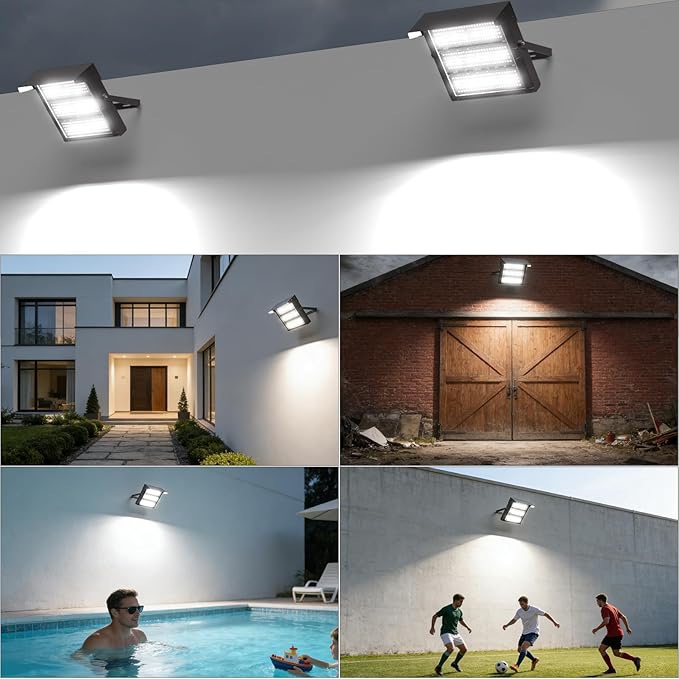 Upgrade 400W Outdoor Flood Lights with Brim AC100-277V LED Stadium Lights 60000Lm Eqv. 1600W HPS IP65 Waterproof Area Lighting with Adjustable U Bracket-2Pack