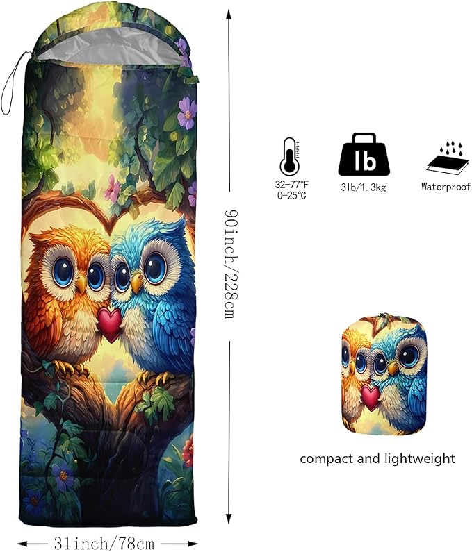 AILONEN Pink Flamingo Sleeping Bag for Kids GirlsWarm and Cool WeatherLightweightWaterproof BackpackingTropical Flamingo Theme Palm Leaves Sleeping Bag for Camping