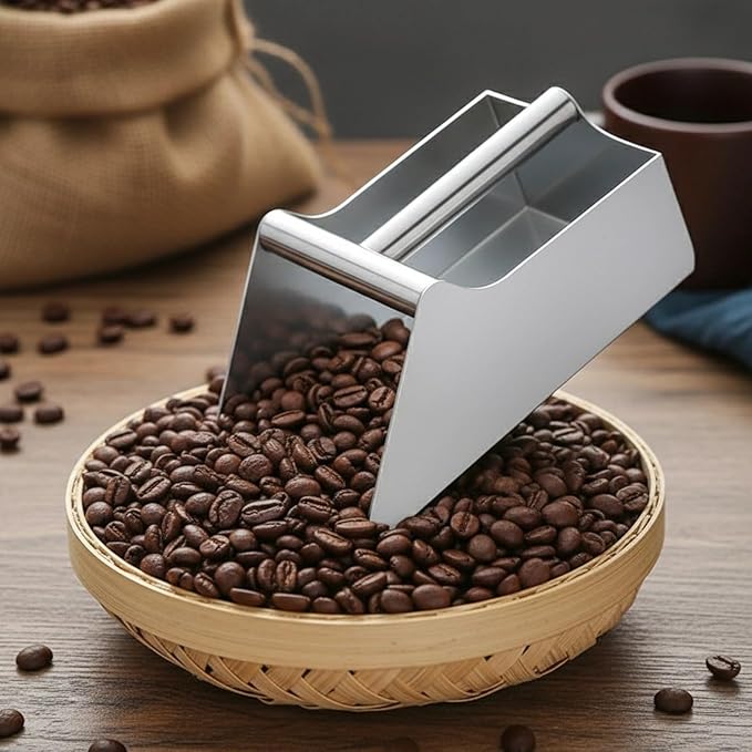Ergonomic 304 Stainless Steel Kitchen Scoops Shovel for Candy Flour Serving Home Restaurant Camping Use Heavy Duty Candy Flour Scooper