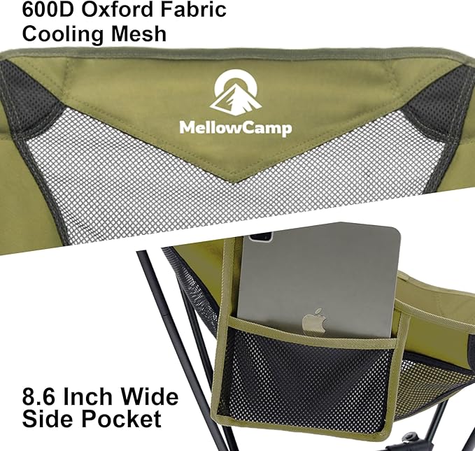 MellowCamp Camping Chair Ultralight Folding Backpacking Hiking Chair Compact Portable for Hiking Camping Backpacking Beach Roadtrip (Olive Green)