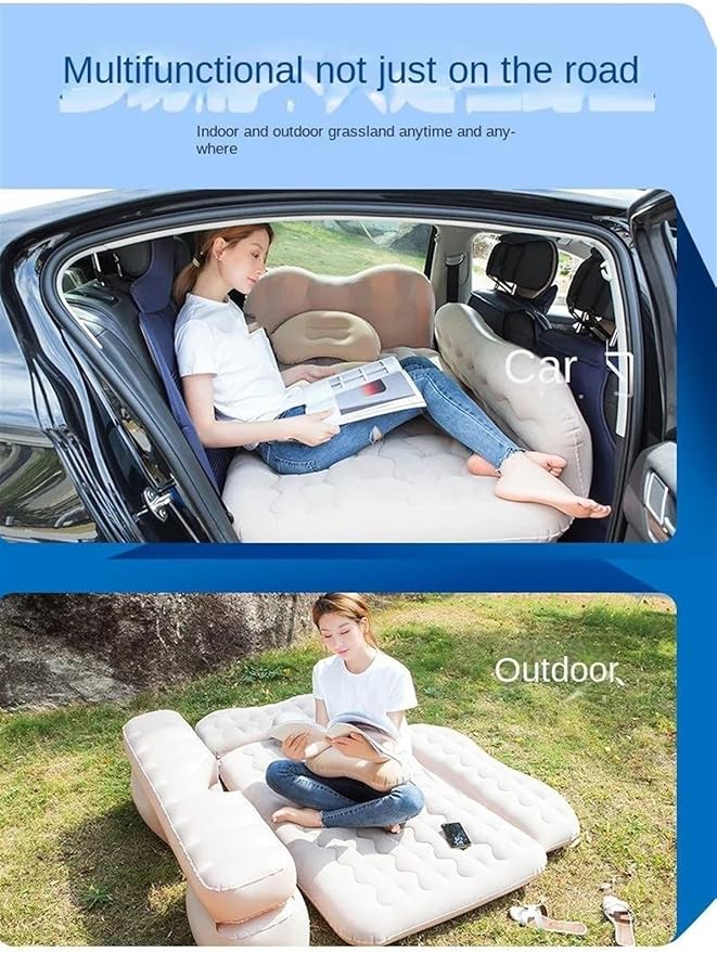 Car Inflatable Mattress Car Camping Travel Mattress Foldable Storage Inflatable Car Bed Suitable for Car Camping Travel (Black)