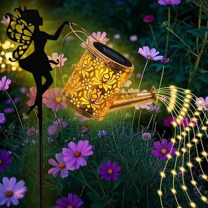 Solar Watering Can Light Outdoor Decor - Waterproof Solar Garden Pathway Lights for Yard Garden - Perfect Gifts for Women Mom Grandma Birthday (Fairy-Style)