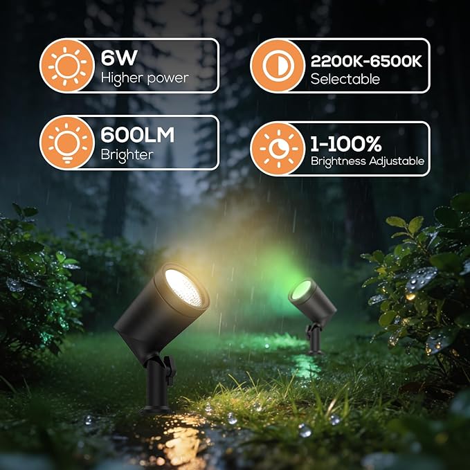 SUNTHIN 4 Pack Smart Landscape Lights RGBW Color Changing Landscape Lights with Remote Compatible with Alexa and Google Home IP65 Waterproof for Garden Yard Lawn Wall Tree Fence(6W/ Light)