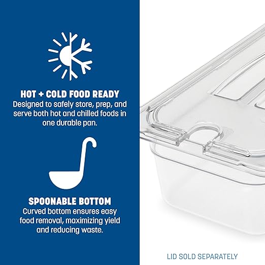 Carlisle FoodService Products Storplus Food Storage Container Food Pan Chafing Pan for Catering Buffets Restaurants Polycarbonate (Pc) 1/3 Size 4 Inches Deep Clear (Pack of 6)