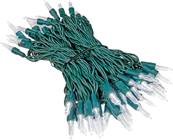 Novelty Lights Vintage Style T5 Pure White LED Christmas Lights 35 Feet Green Wire String of 70 Mini Bulbs UL Listed Indoor/Outdoor Tree Lighting