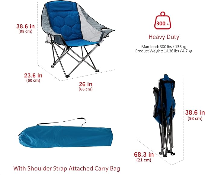 SUNNYFEEL Oversized Folding Camping Chair Portable Chairs for Outdoor Patio Garden Lawn Padded Sofa for Adults (2 Pack)