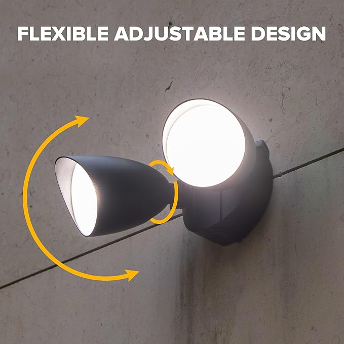 UME 2-Packs 2500 Lumen 32 Watt 28 LED Dual-Head Floodlight Outdoor Full Metal Design Waterproof Exterior Security Wall Light 5000K for Patio Garden Yard-Black