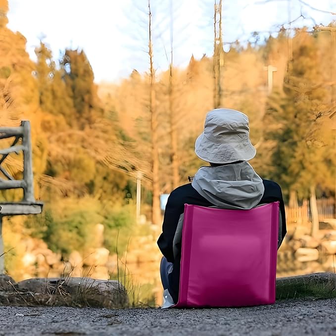 Folding Stadium Seat Cushion with Backrest Portable Bleacher Pad for Camping Fishing15.8'' x 16.5''Lightweight Chair with Backrest for Outdoor Sports and Concerts (Rose Pink)