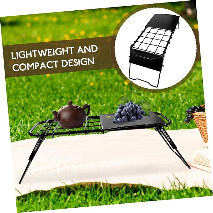 SUPVOX 1pcs Camping Picnic Table Portable Folding Table Metal Grill Outdoor BBQ Folding Camping Furniture Compact